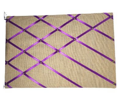 Notice Board - Hessian Purple Half Ribboned