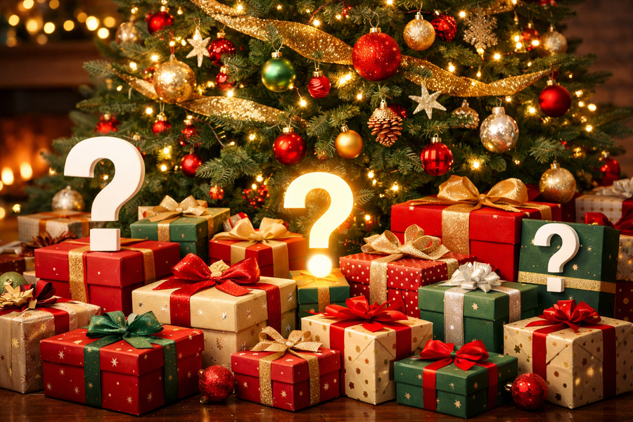 A mixture of wrapped gifts sitting below a Christmas tree