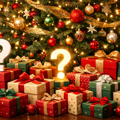 A mixture of wrapped gifts sitting below a Christmas tree