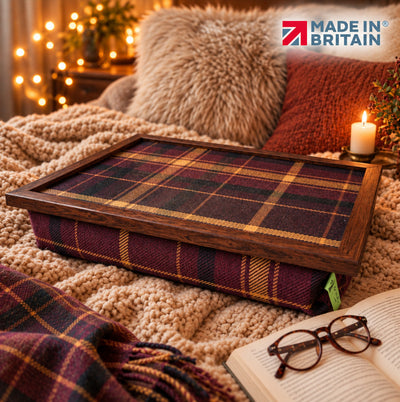 Luxury Papillion Tweed Lap Tray With Bean Bag