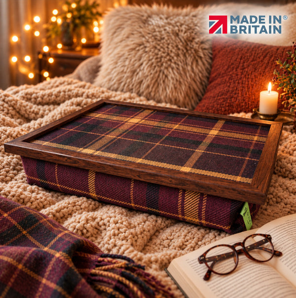Luxury Papillion Tweed Lap Tray With Bean Bag