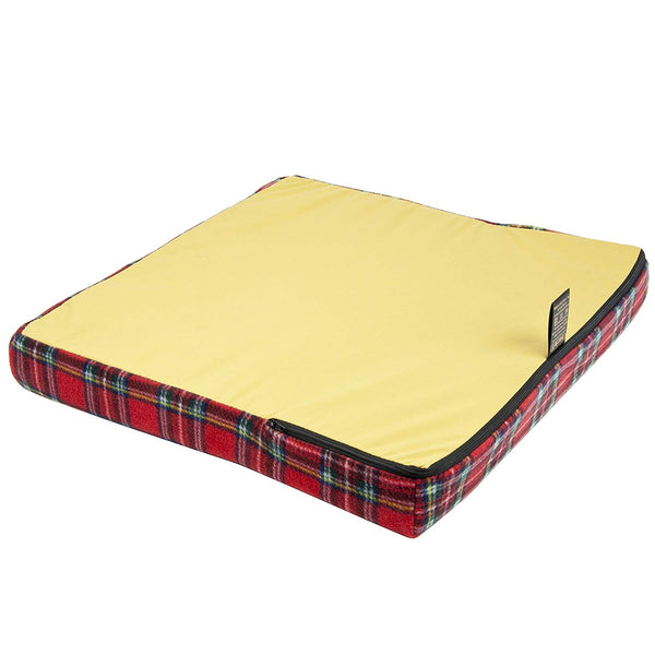 Fleece Wheelchair Cushion - Red Royal Stewart and Yellow Ochre
