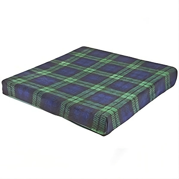 Fleece Wheelchair Cushion - Black Watch Tartan and Teal