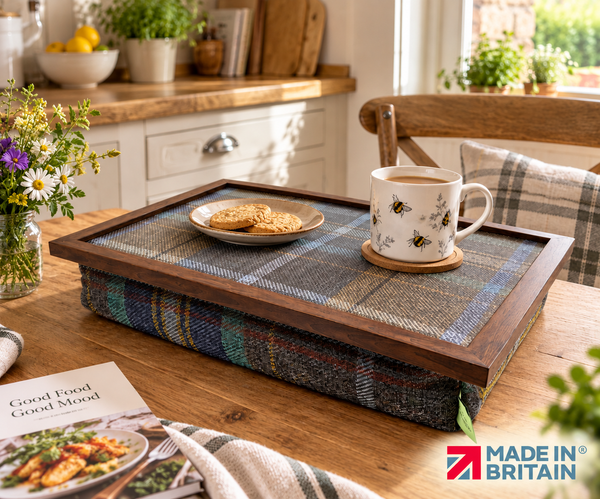 Luxury Bedlington Tweed Lap Tray With Bean Bag
