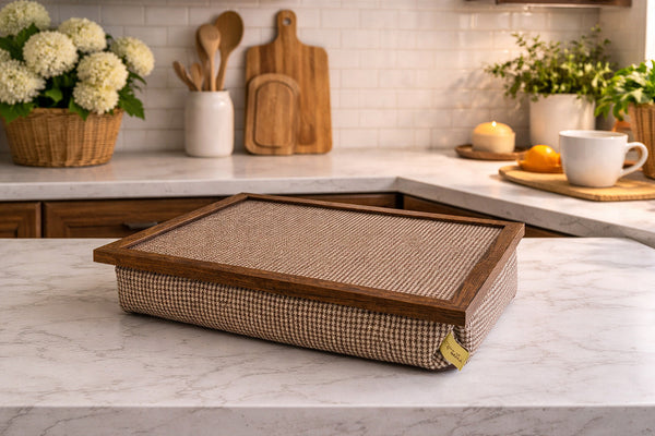 Luxury Dogtooth Lap Tray With Bean Bag with Dogtooth Pattern Top