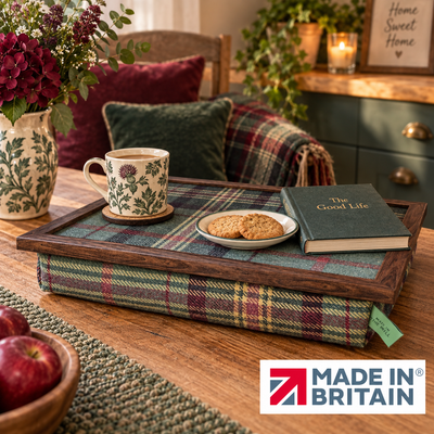 Luxury Brittany Tweed Lap Tray With Bean Bag