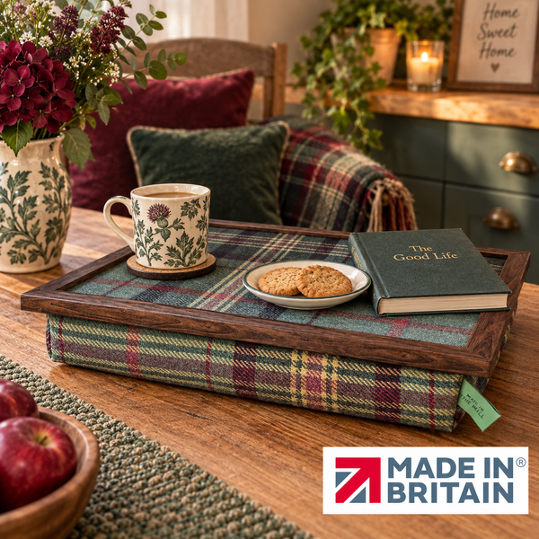 Luxury Brittany Tweed Lap Tray With Bean Bag