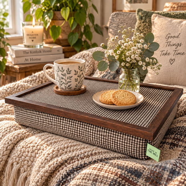 Luxury Dogtooth Lap Tray With Bean Bag with Dogtooth Pattern Top