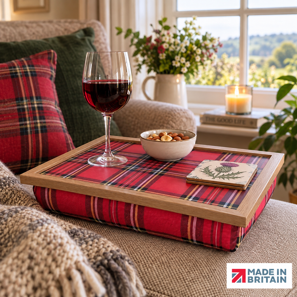 Royal Stewart Red Tartan Luxury Lap Tray with Bean Bag