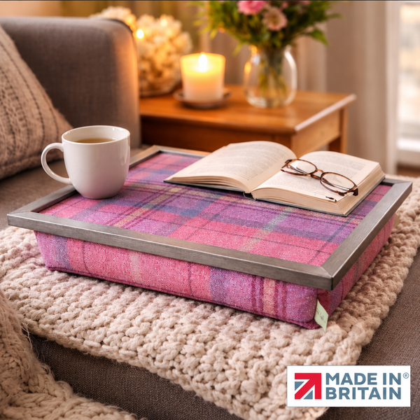 Luxury Bichon Tweed Lap Tray With Bean Bag