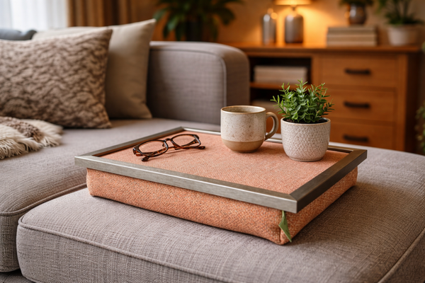 Luxury Mid Century Orange Lap Tray With Bean Bag
