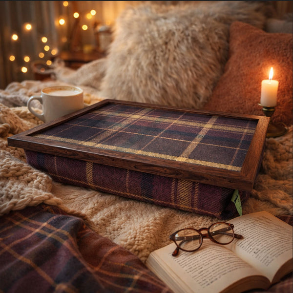 Luxury Papillion Tweed Lap Tray With Bean Bag