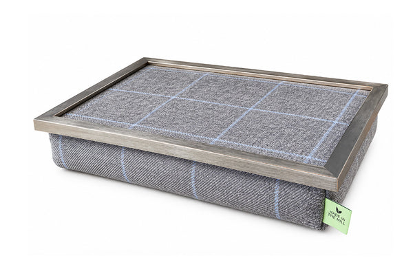 Luxury Setter Grey Tweed Lap Tray with Bean Bag Base