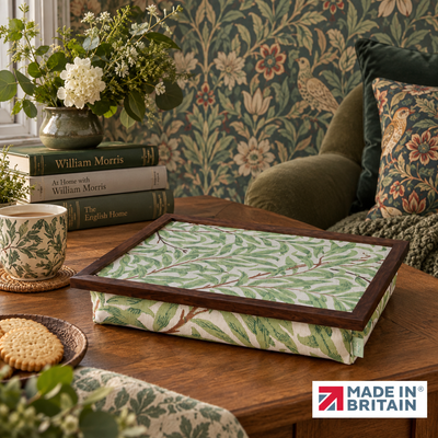 Luxury William Morris Sage Willow Lap Tray With Bean Bag