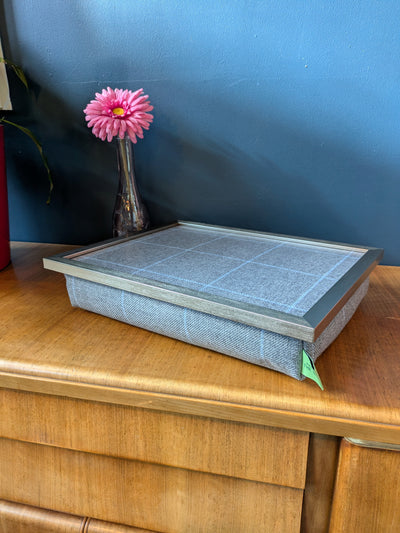 Luxury Setter Grey Tweed Lap Tray with Bean Bag Base