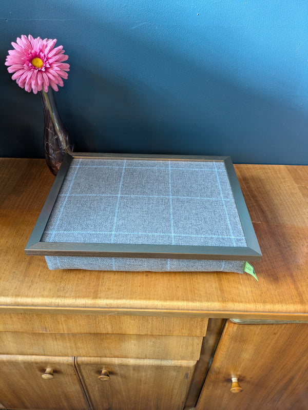 Luxury Setter Grey Tweed Lap Tray with Bean Bag Base