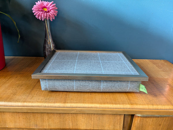 Luxury Setter Grey Tweed Lap Tray with Bean Bag Base