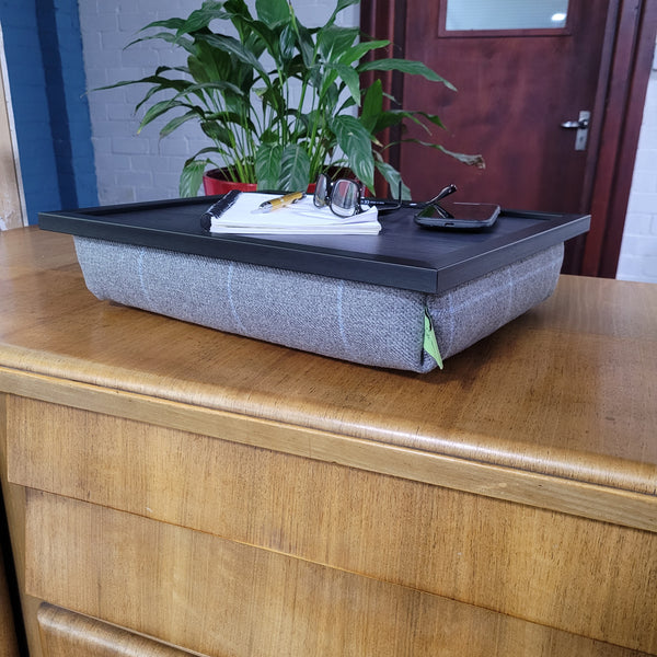 Luxury Setter Grey Tweed Lap Tray with Bean Bag Base Made In The Mill