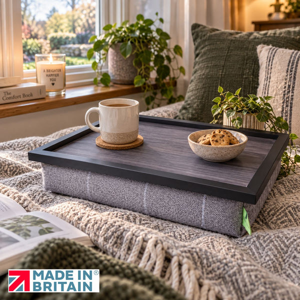 Luxury Setter Grey Tweed Lap Tray with Bean Bag Base LIMITED EDITION