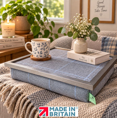Luxury Setter Grey Tweed Lap Tray with Bean Bag Base