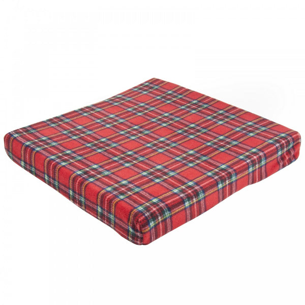 Fleece Wheelchair Cushion - Red Royal Stewart and Yellow Ochre