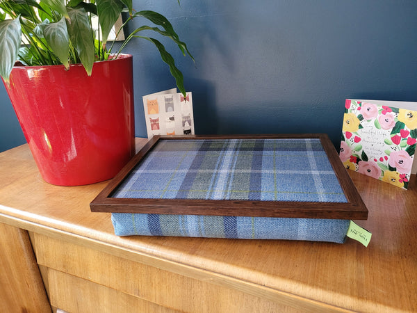 Luxury Blue Westie Tweed Lap Tray With Bean Bag