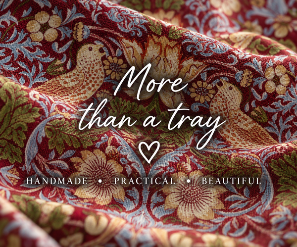 Luxury William Morris Red Strawberry Thief Lap Tray With Bean Bag