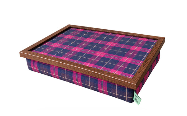Luxury Burgundy Boyd Tartan Lap Tray With Bean Bag